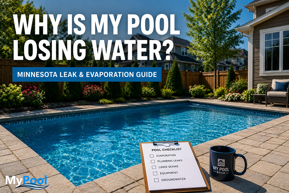 Minnesota backyard pool with leak and evaporation checklist