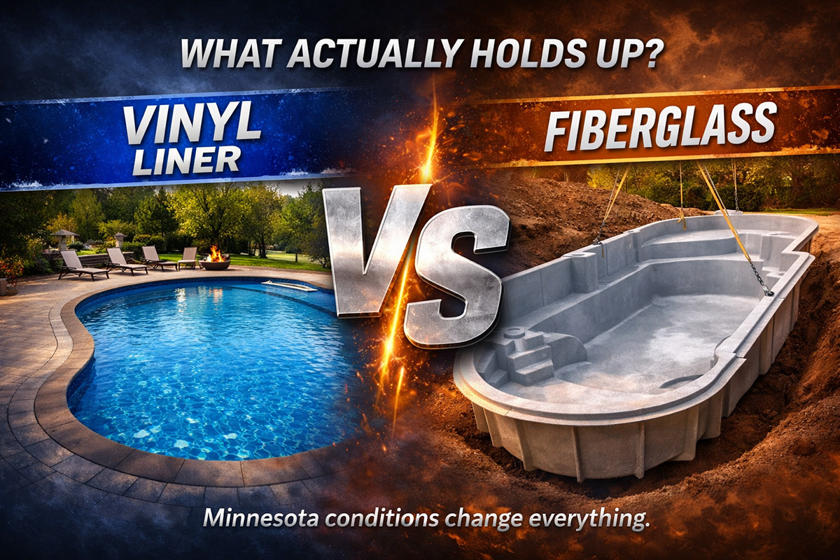 Fiberglass versus vinyl liner pool comparison image for Minnesota homeowners
