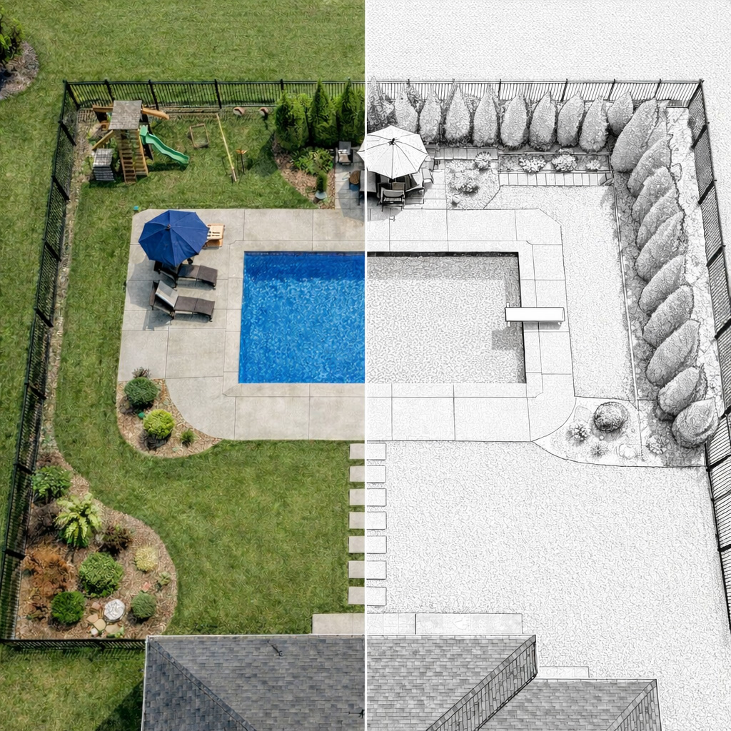 Minnesota backyard pool concept rendering