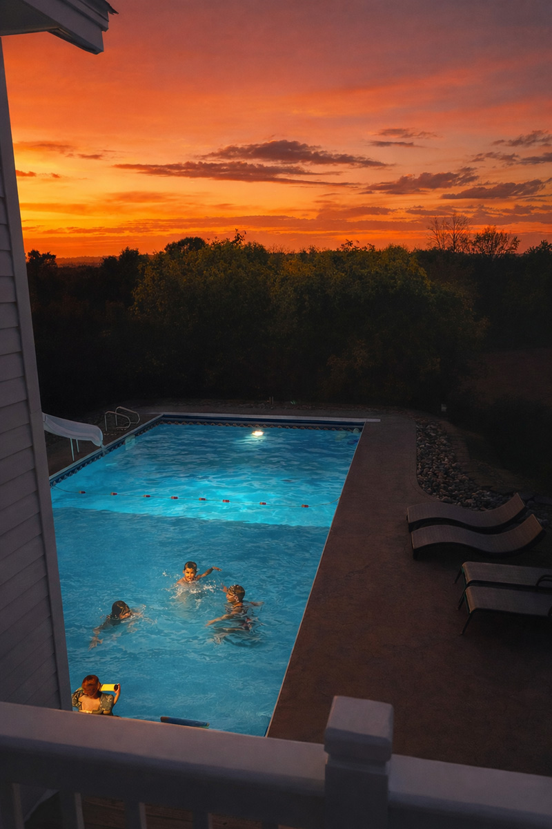 20 by 40 rectangle vinyl liner pool in a Minnesota backyard